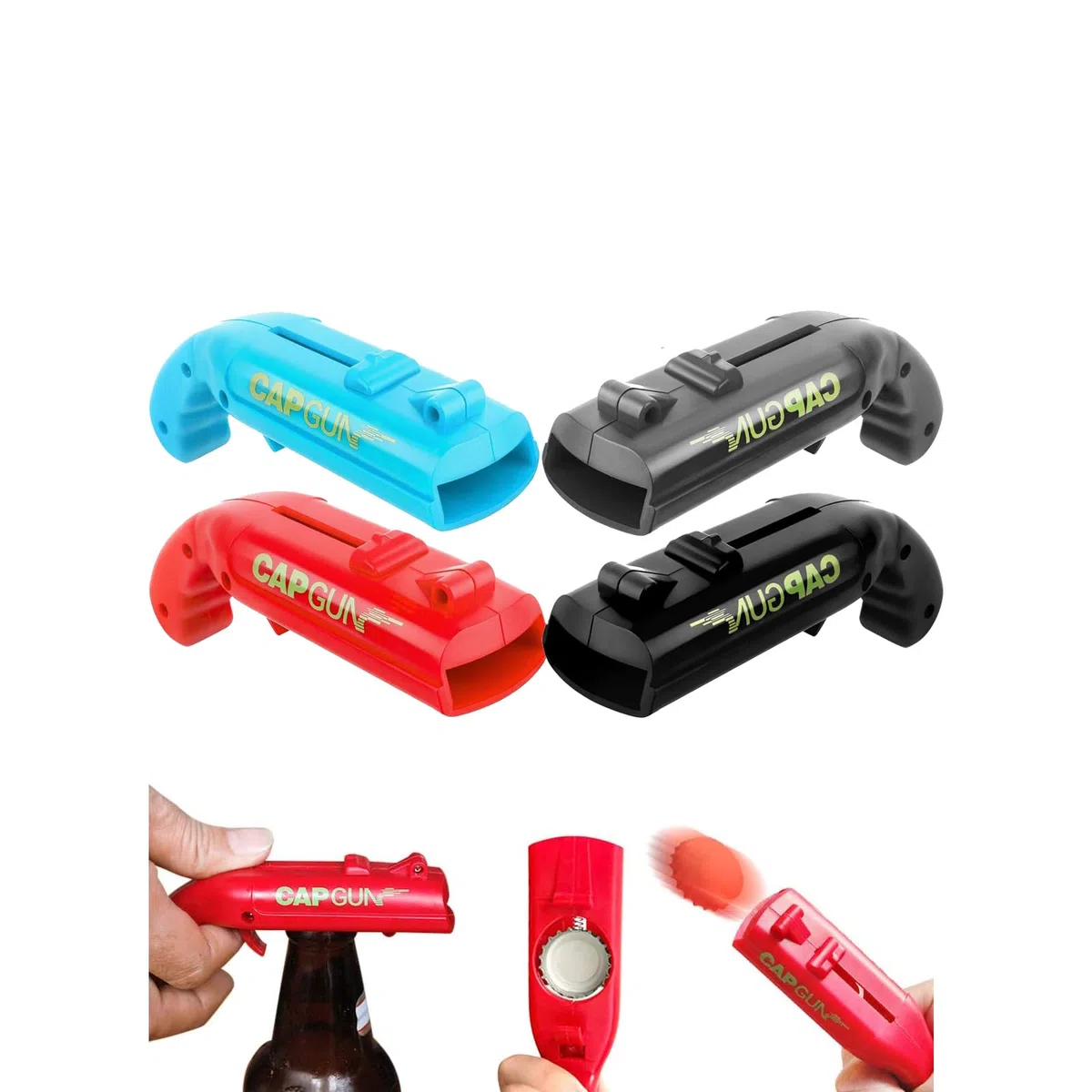 Apribottiglie Pistola Tappo Pistola Bottiglie Aperte Carino Divertente Apribottiglie per Party Patio, Spara Tappi Oltre 5 Metri 4 Pezzi