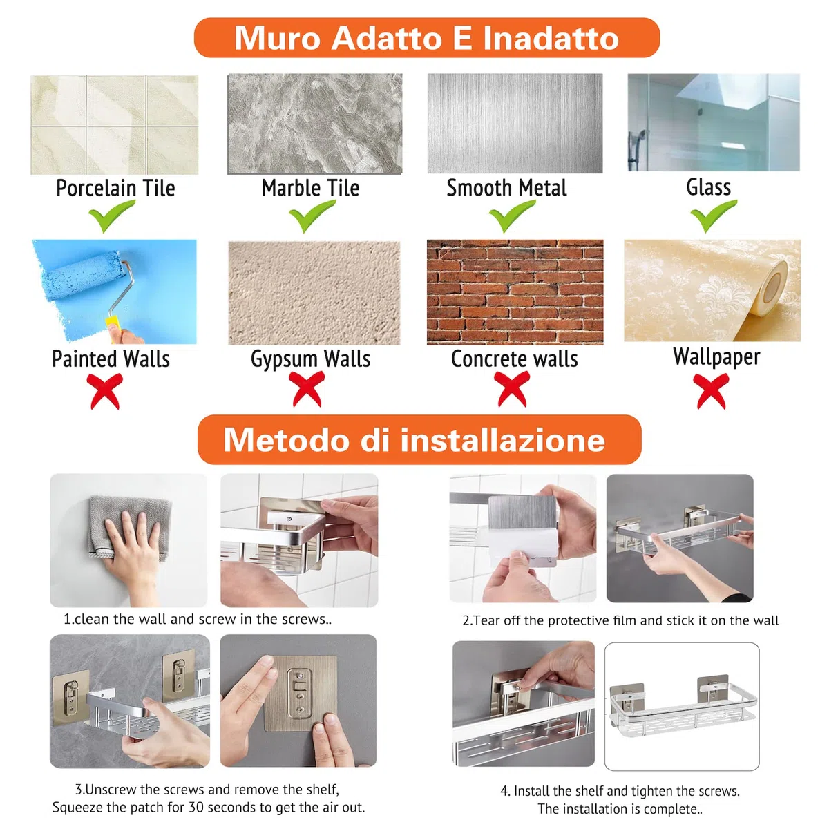 mensola doccia porta sapone (2 pezzi)