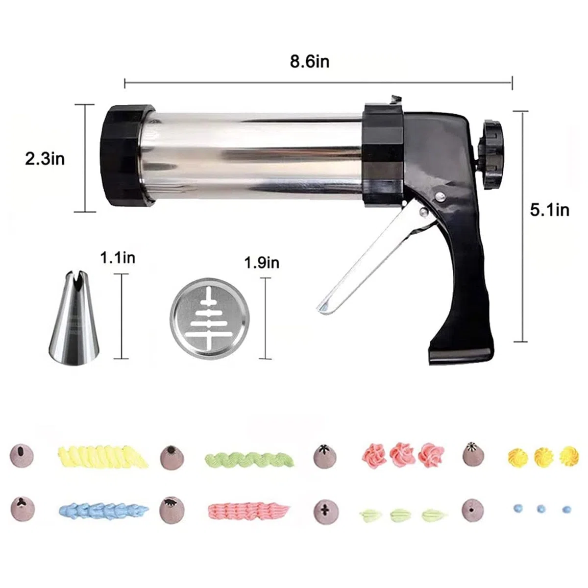 Presse per Biscotti, Sparabiscotti,Siringa Per Dolci Con Macchina per Biscotti Professionale Pistola Sparabiscotti con 13 Dischi per Biscotti, 8 Ugelli Siringa per Dolci in Acciaio per Realizzare