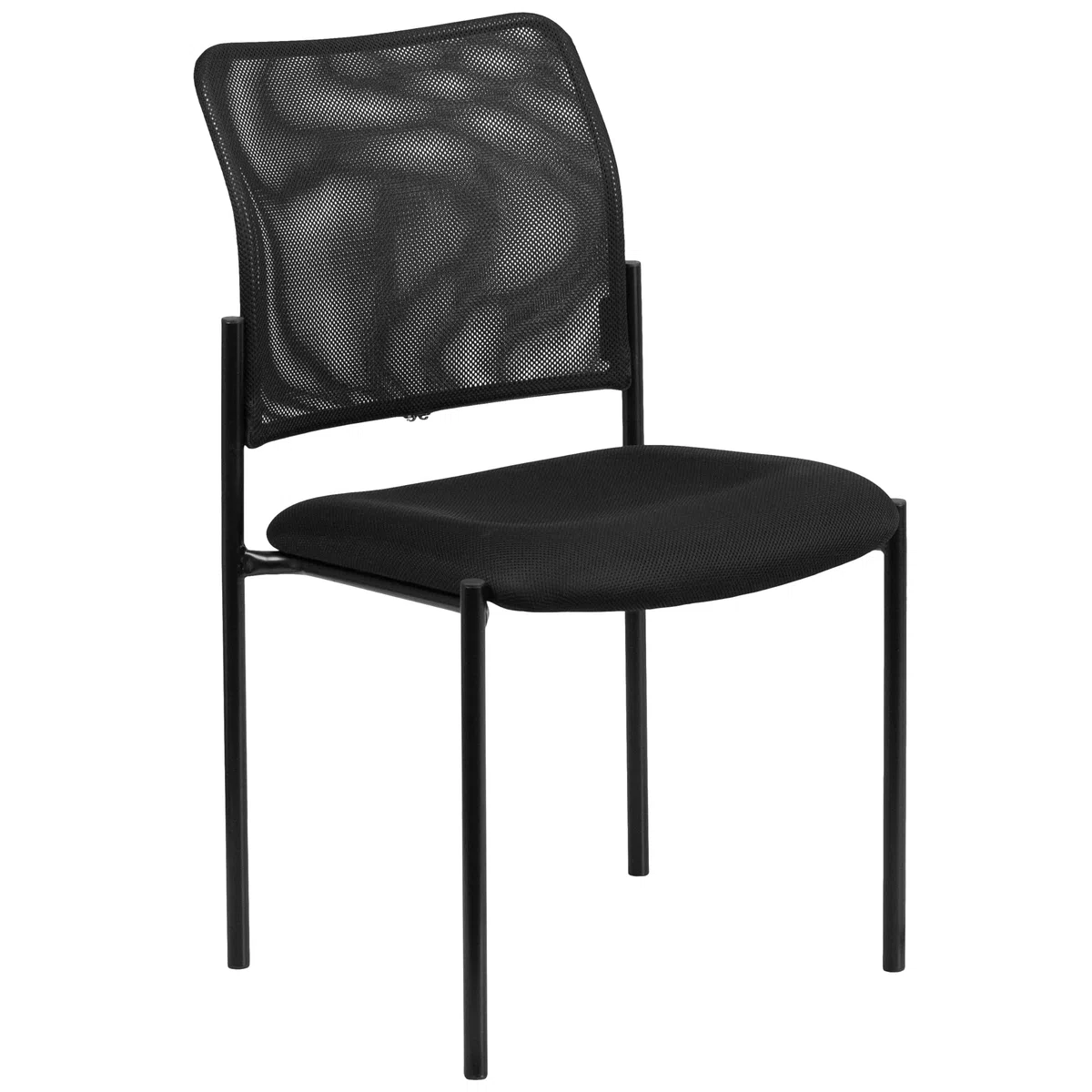 Flash Furniture Sedia Laterale in Acciaio impilabile Confortevole, Metallo, Nero, Set di 1