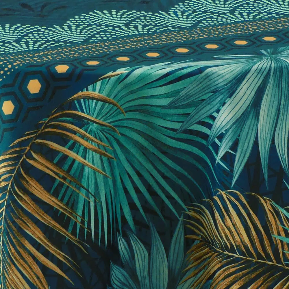 Le Linge de Jules Paraiso, tovaglia antimacchia ovale, 150 x 240 cm, blu, verde, senape