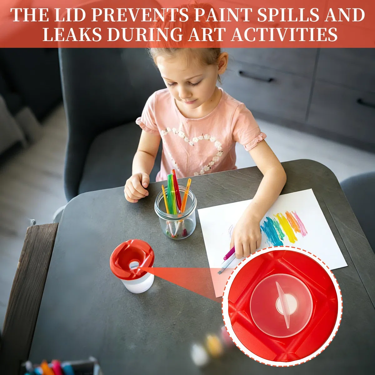 Bicchieri Pittura Bambini, 4 Colori Spill Proof Tazze con 4 Pennelli, Barattoli Acqua per Scuola e Asilo, Ideale per Tempere e Acquerelli (Multicolore)