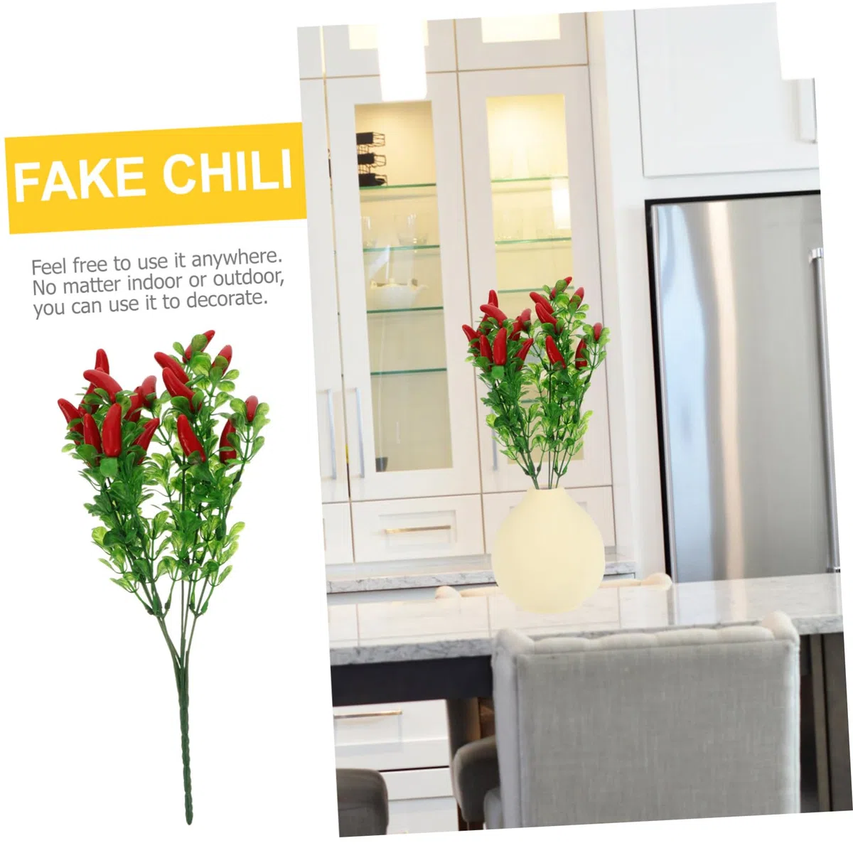 Ciieeo Bouquet di Peperoncini Finti in Plastica 4 Pezzi, Simulazione Realistica, Facile da Curare, Decorazione per Banchetti e Ambienti Esterni