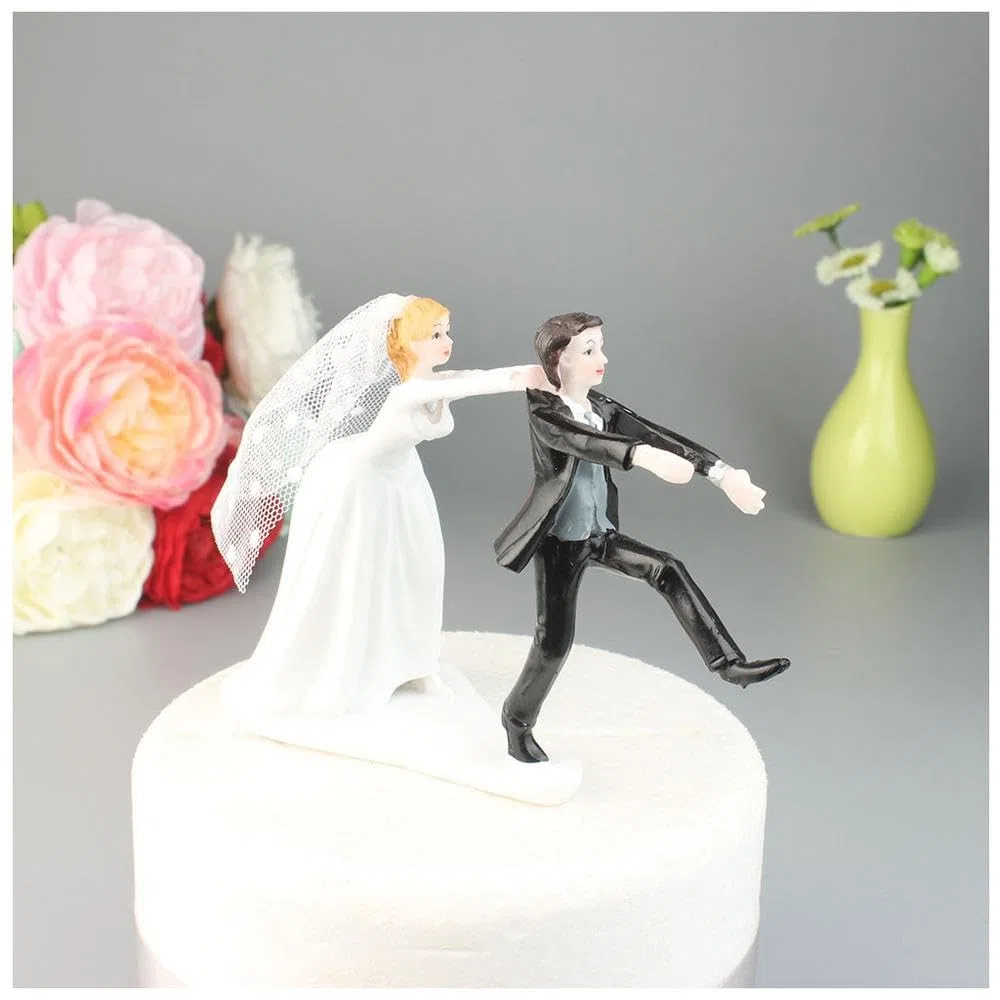 Decorazione per torta con scritta in inglese "Bride and Groom", divertente decorazione per torta nuziale, anniversario, fidanzamento