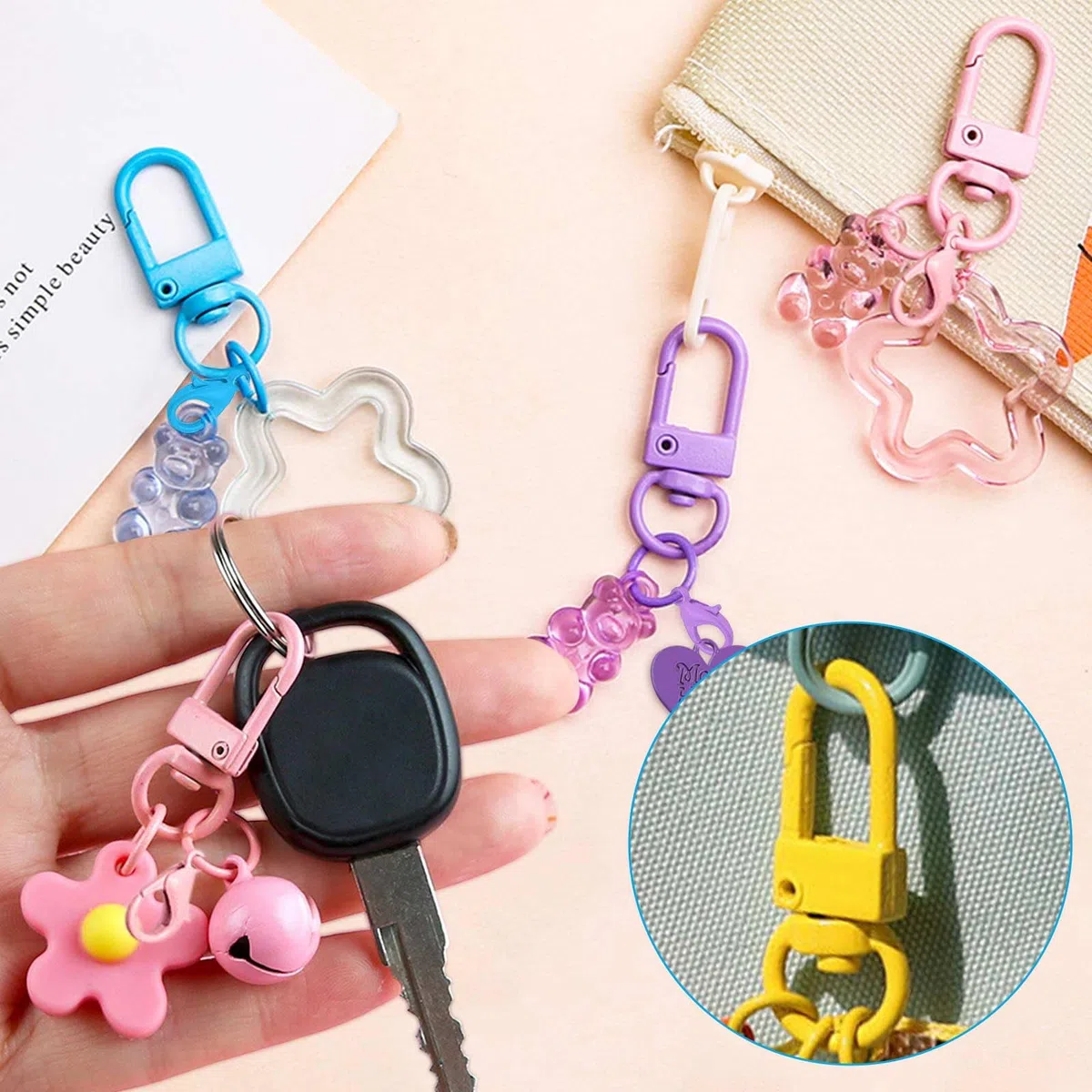 Anelli per Portachiavi Fai Da Te,100 Pezzi Moschettoni Piccoli,Anelli Portachiavi per Chiavi,Accessori Fai da Te,Artigianato