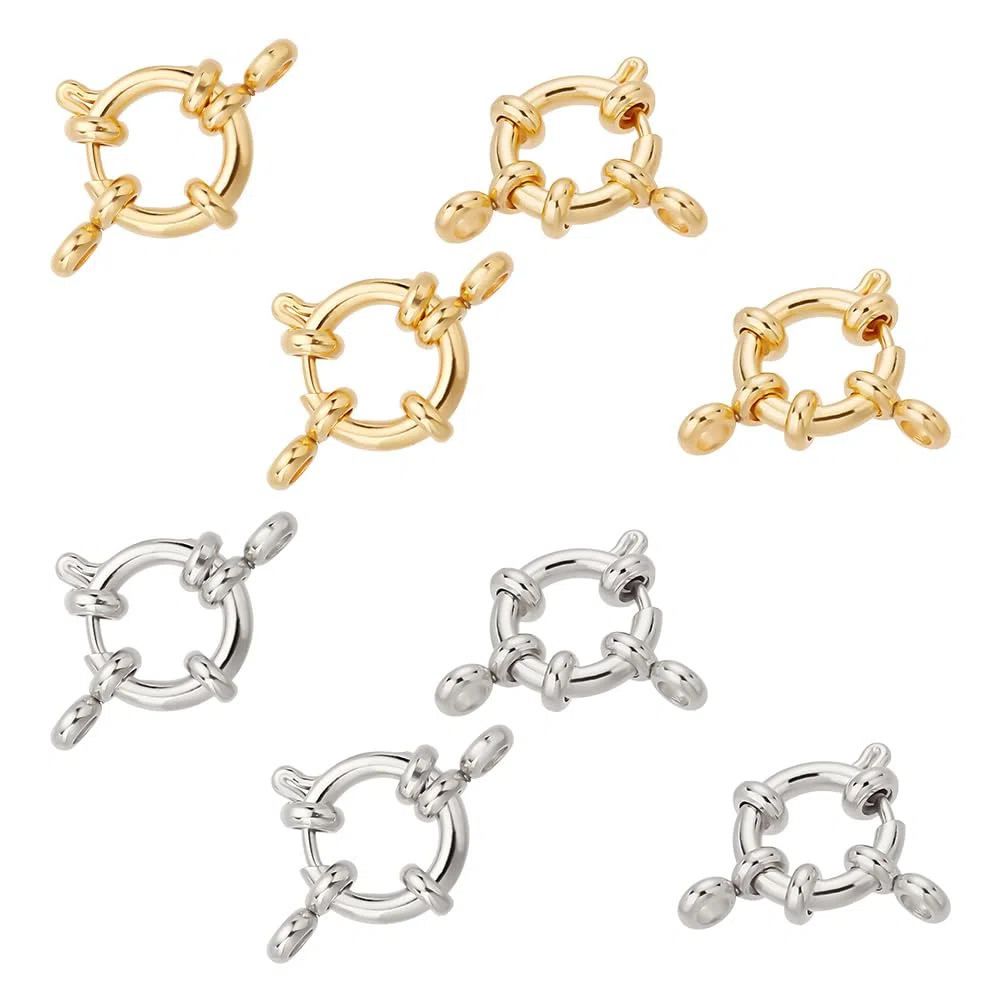 UNICRAFTALE 8 Pz 2 Colori 304 Fermagli Ad Anello A Molla In Acciaio Inox 12.5mm di Diametro Superficie Liscia Chiusura Dei Monili Fibbia Connettore per Creazione di Gioielli FAI DA TE