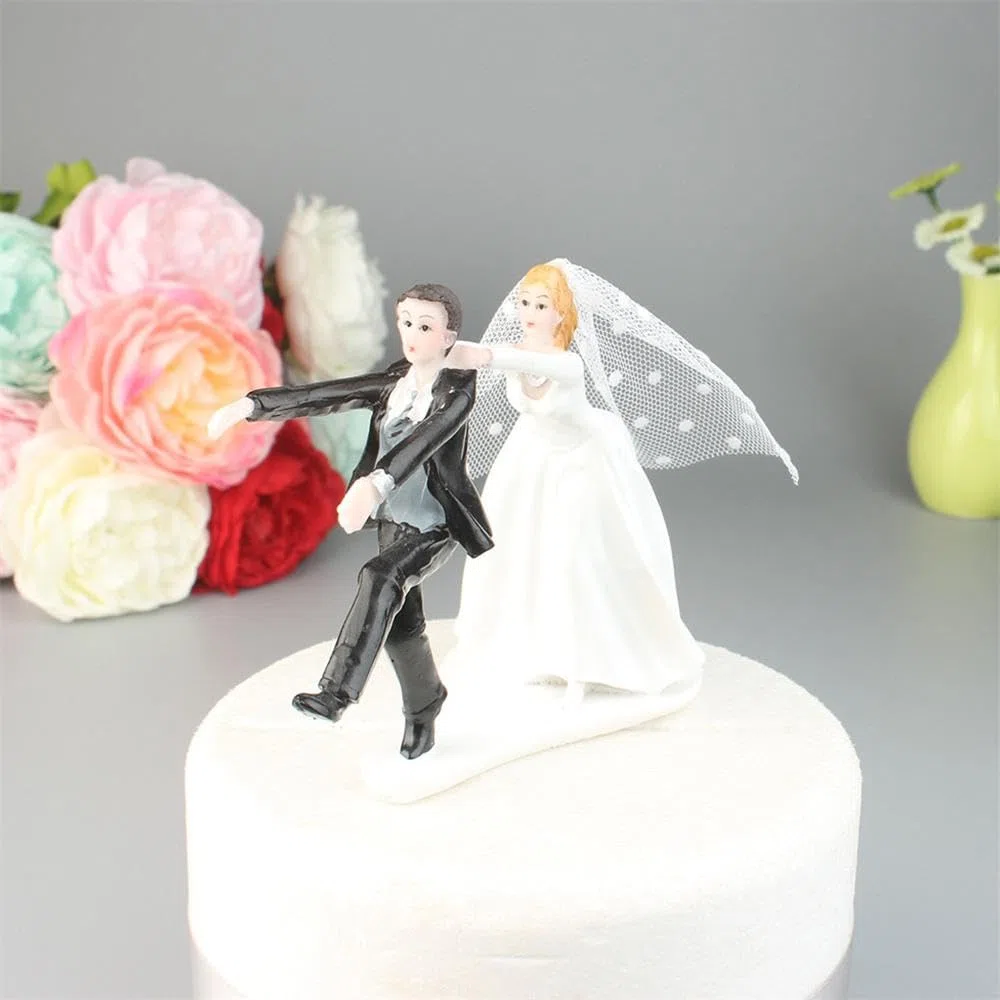 Decorazione per torta con scritta in inglese "Bride and Groom", divertente decorazione per torta nuziale, anniversario, fidanzamento