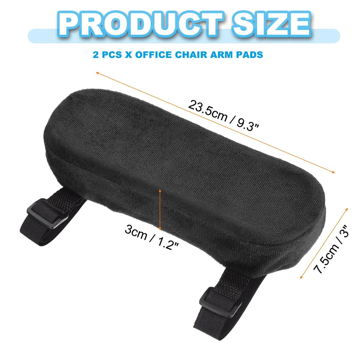 PATIKIL Rivestimenti per Braccioli da Ufficio 2 Pezzi Copribraccioli Sedia Ufficio Morbidi Rivestimenti Braccioli Sedia Memory Foam Cotone Rimovibili Lavabili Nero