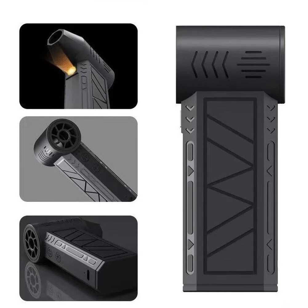 Turbo con motore brushless a 4 velocità, 130000 giri/min, luce LED, ventilatore portatile da 7,2 V per uso esterno, rimozione della polvere, spazzaneve, asciugatura e raffreddamento, 143 x
