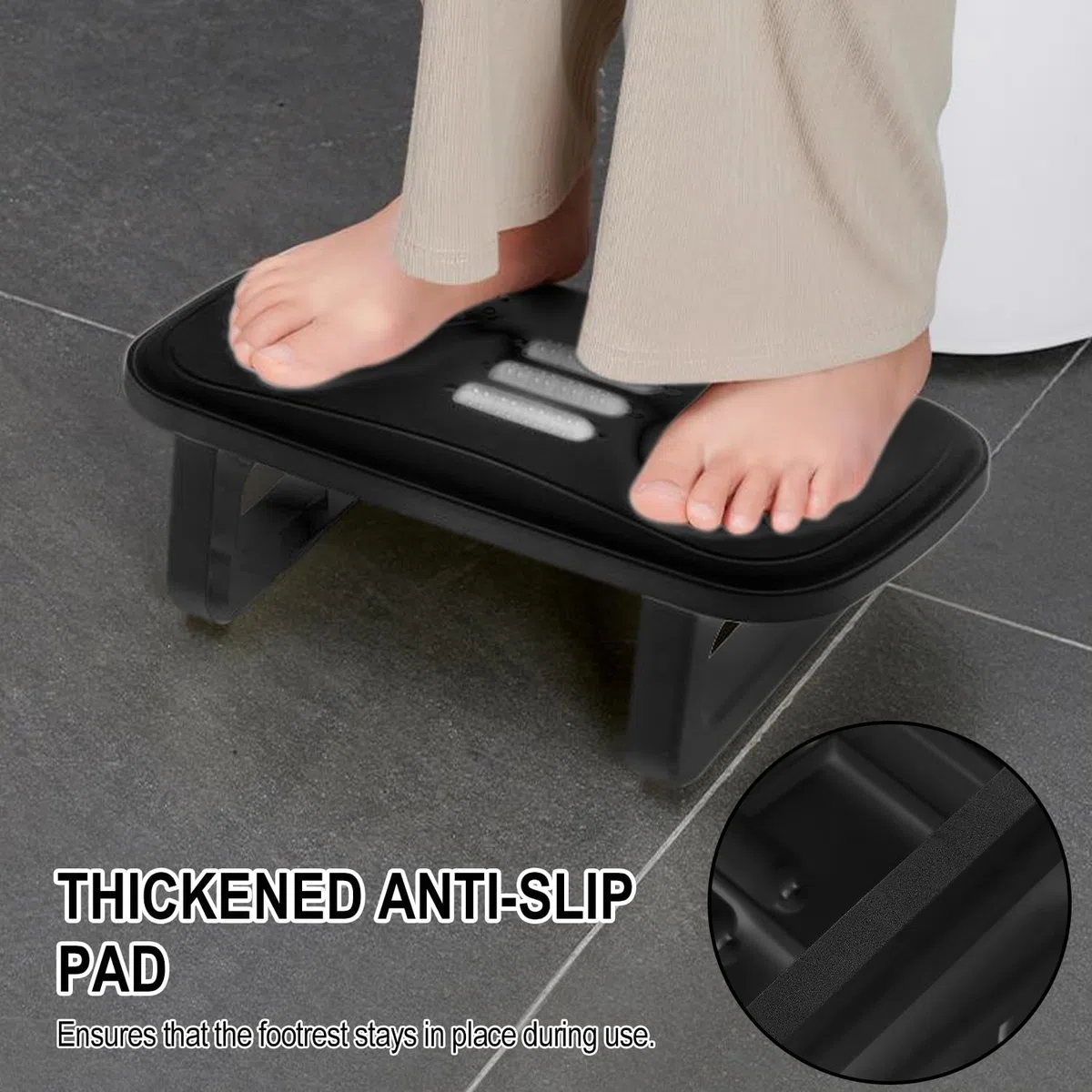 Poggiapiedi da Scrivania Ergonomico con Funzione Massaggio - Sgabello Poggia Piedi Confortevole, Ideale per Ufficio e Casa, Favorisce la Circolazione