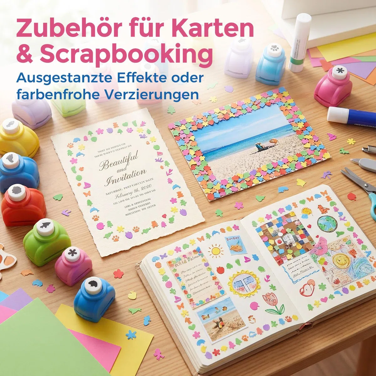 HAKACC - Set di 20 punzonatrici per carta, per bambini, fai da te, scrapbooking, album fotografici, artigianato