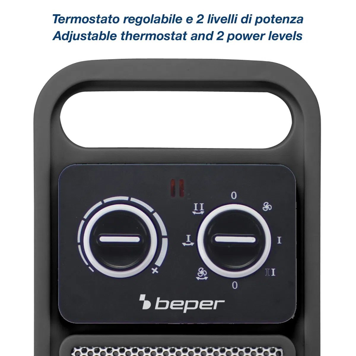 BEPER P203TER002 Termoventilatore Ceramico a Torretta, Stufetta Elettrica 2000W con Oscillazione Automatica, Termostato Regolabile, 2 potenze, Sicuro con Autospegnimento