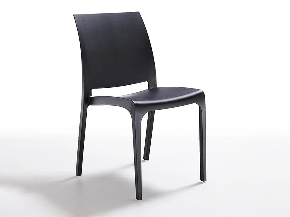 Set Sedia Moderna Volga Polipropilene Design Casa Esterno Giardino Impilabile MADE IN ITALY (6, NERO)