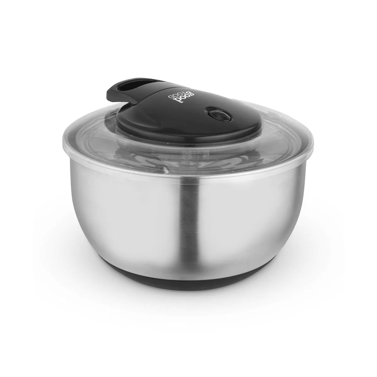 GF847071 Good Food in collaborazione con Tower Centrifuga per insalata con cestello rimovibile, cordino facile da tirare, pulsante di arresto e base antiscivolo, 5 litri, acciaio inossidabile, argento
