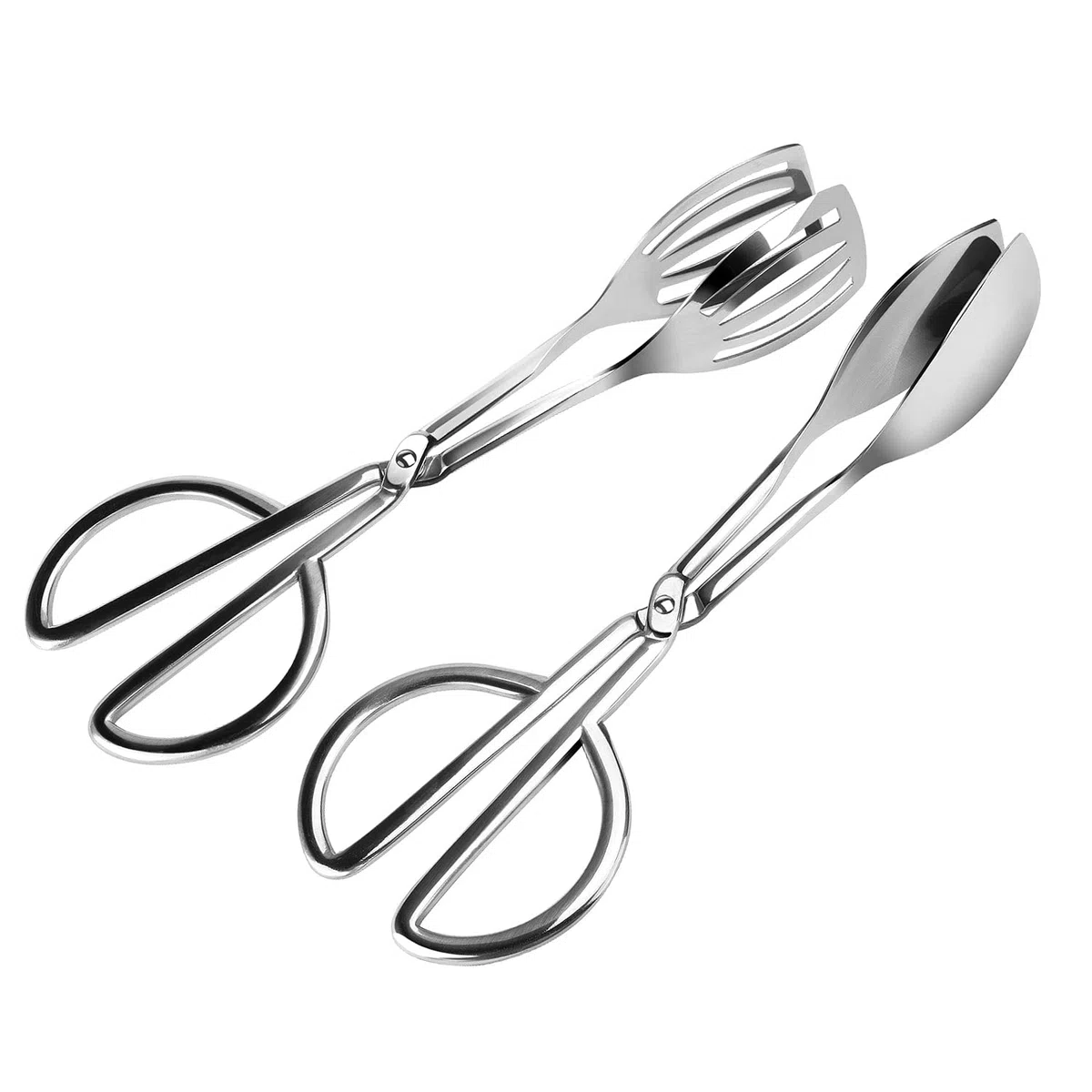 Pinze da cucina, confezione da 2 pinze per alimenti in acciaio inox, adatte per insalate in metallo, pasticceria, buffet dolci