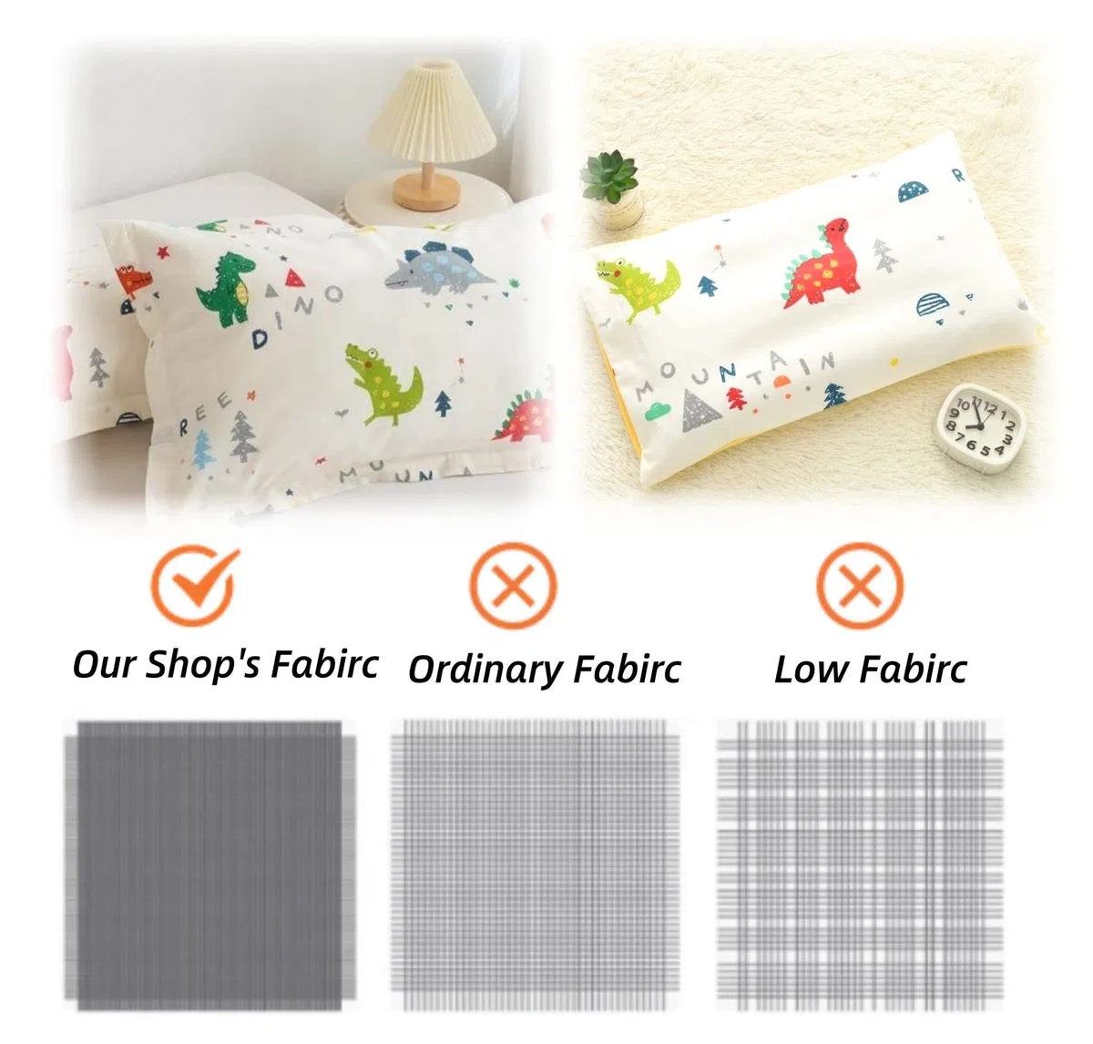 federe 40x60 bambini - Federa Cuscino Puro Cotone Set di 2 Tessuti Chiusura a Busta - Confortevole Federa Decorativa per Cuscino da Viaggio, Modello di Dinosauro, Regali di Natale per ragazzo