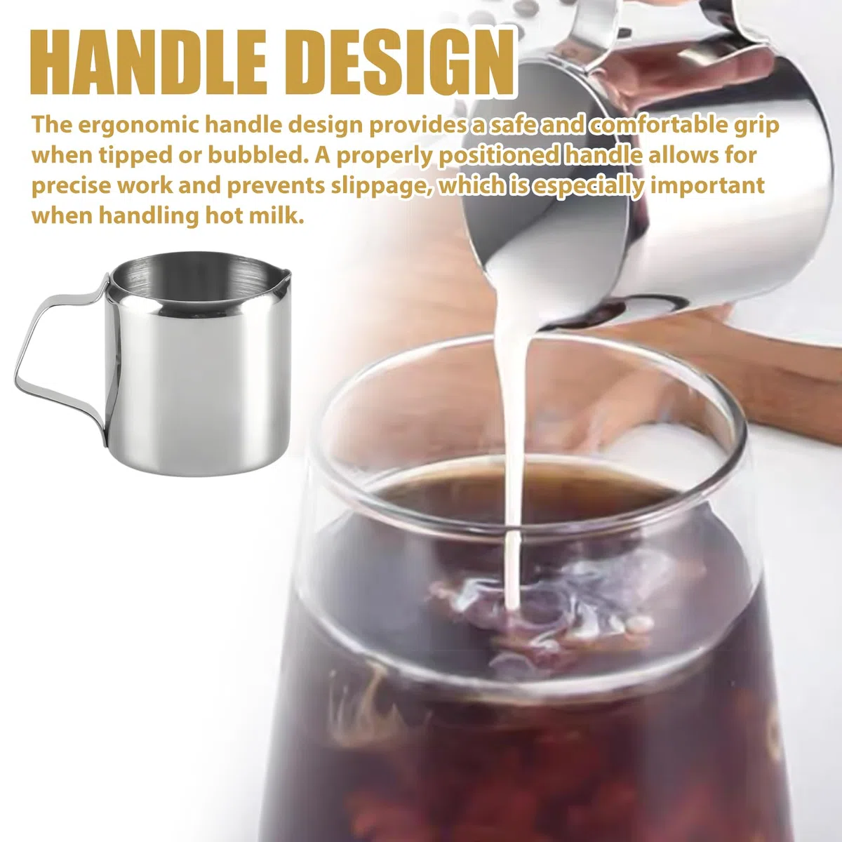 6 bricco per latte in acciaio inox, 90 ml, mini brocca per latte da 3 oz, piccolo brocca per caffè e cappuccino, latte