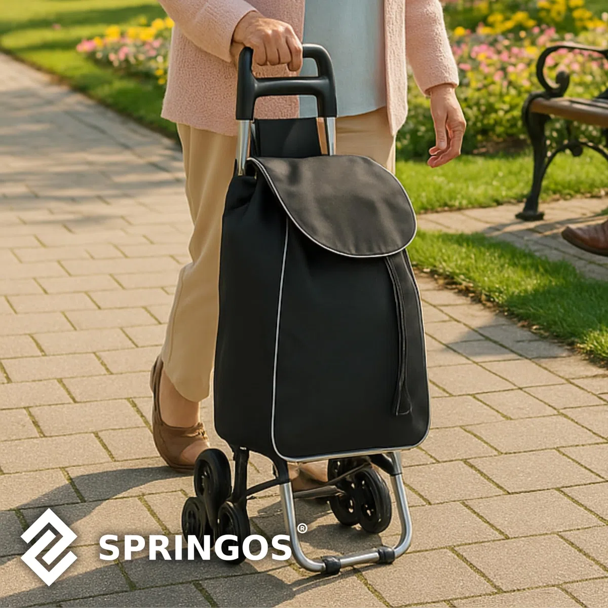 SPRINGOS Trolley per la spesa, 30 litri, borsa rimovibile, carrello per la spesa con scala, ideale per tirare le scale, carico massimo 18 kg