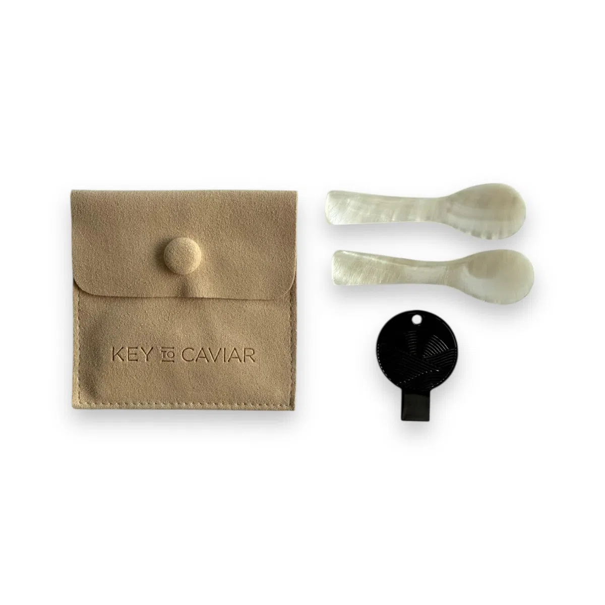 Caviale chiave apriscatole + cucchiaio madreperla (onice)