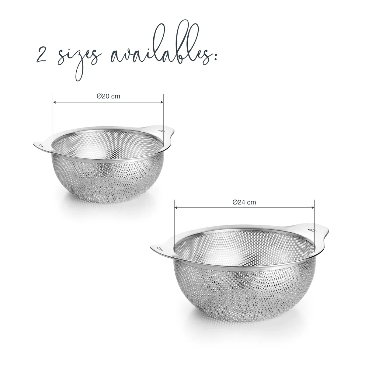 Lacor 62732 - Scolapasta Cucina Inox, Acciaio Inossidabile 18/10 e Ø20 cm | Contenitore universale impilabile con manici per scolare verdura o pasta. Adatto a pentole e lavastoviglie.