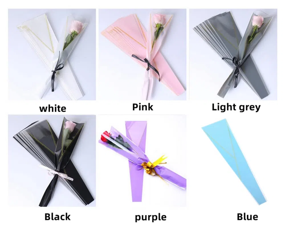 NatureMan 150 pezzi/6 colori, sacchetto di imballaggio con rose singole, bouquet, borsa, carta regalo floreale impermeabile per festa della mamma, San Valentino, bouquet fioristi