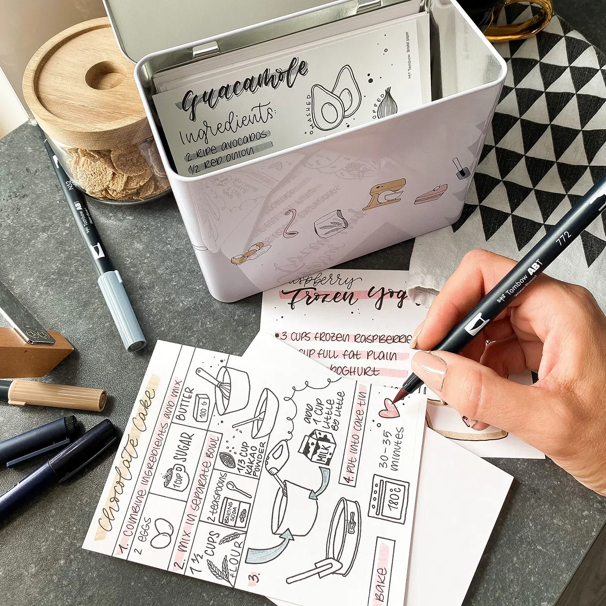 Tombow PRECIPE-SET, Kit creativo portaricette faidate, Neutro