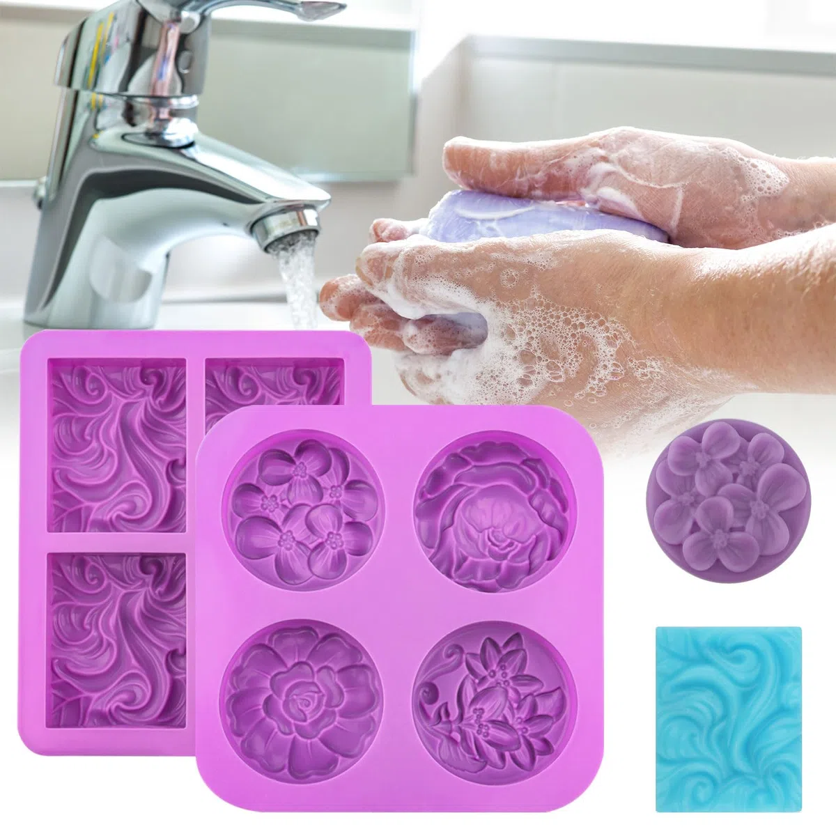 2 Pezzi Stampo per Sapone, Stampi per Sapone in Silicone, Stampi per Saponette Fai Fa Te, Stampo Morbido per Saponi, Formine Saponette, Stampo per Sapone Fatto a Mano, Artigianato in Resina