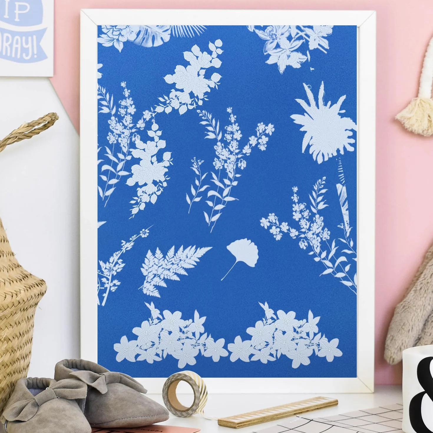 32 Pezzi Carta Cianotipica, Artistica Solare Alta Sensibilità per Stampa Con Strumento in Plastica - Bambini Adulti Fai Da Te Artigianato