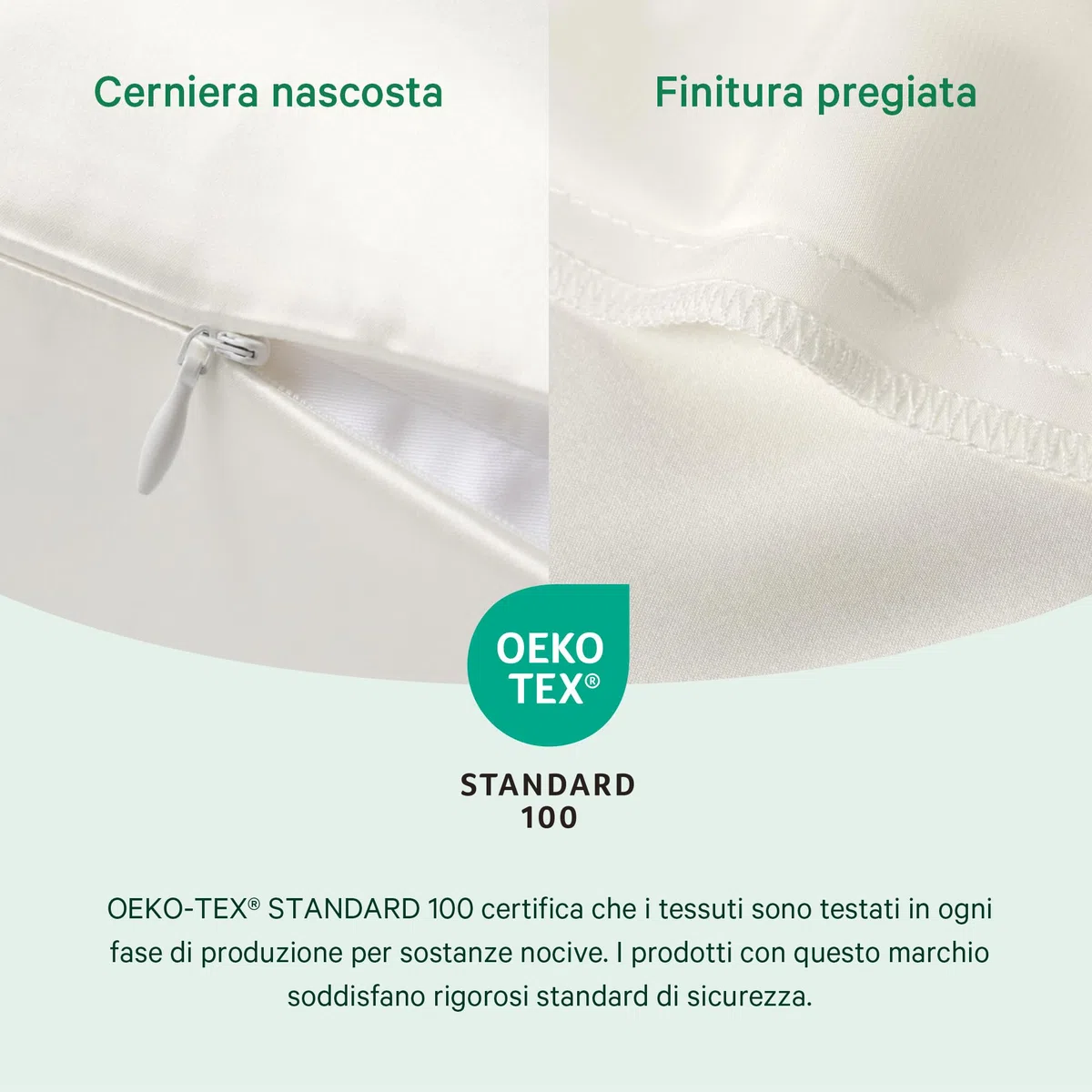 Federa per cuscino in seta per capelli e pelle: 100% Seta di gelso Naturale da 22 Momme - con cerniera nascosta doppia faccia - ipoallergenica certificata OEKO-TEX 1 Pezzo Grigio Champagne 50 x 80 cm