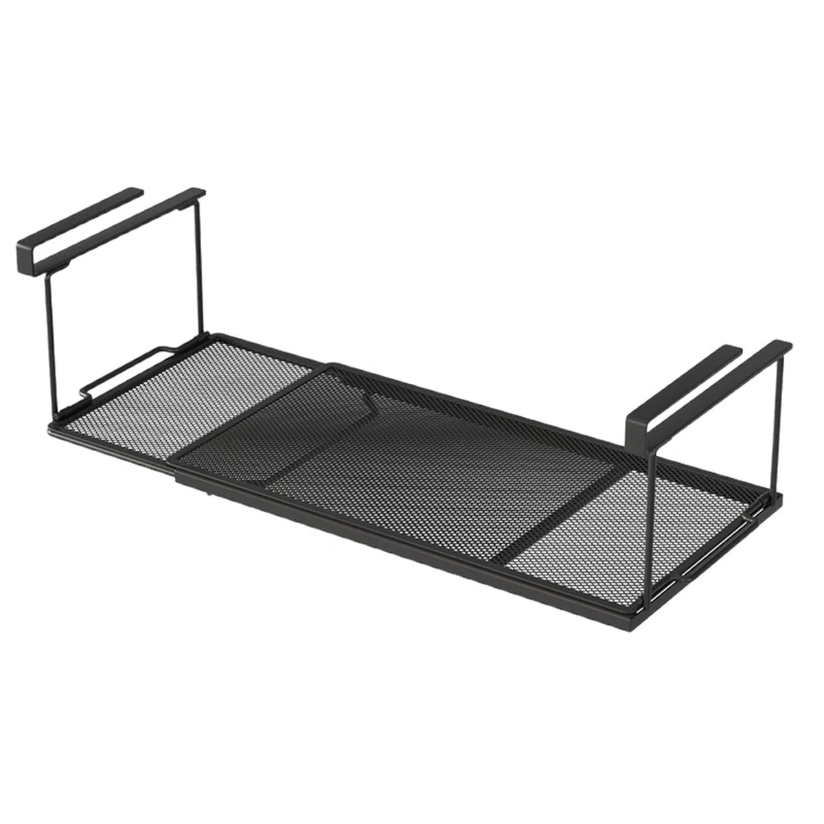 Organizer espandibile sotto gli armadietti, cestino sotto la mensola, organizer dispensa multifunzionale,da 38 a 70 cm, per riporre in cucina, camera da letto e ufficio(Nero)