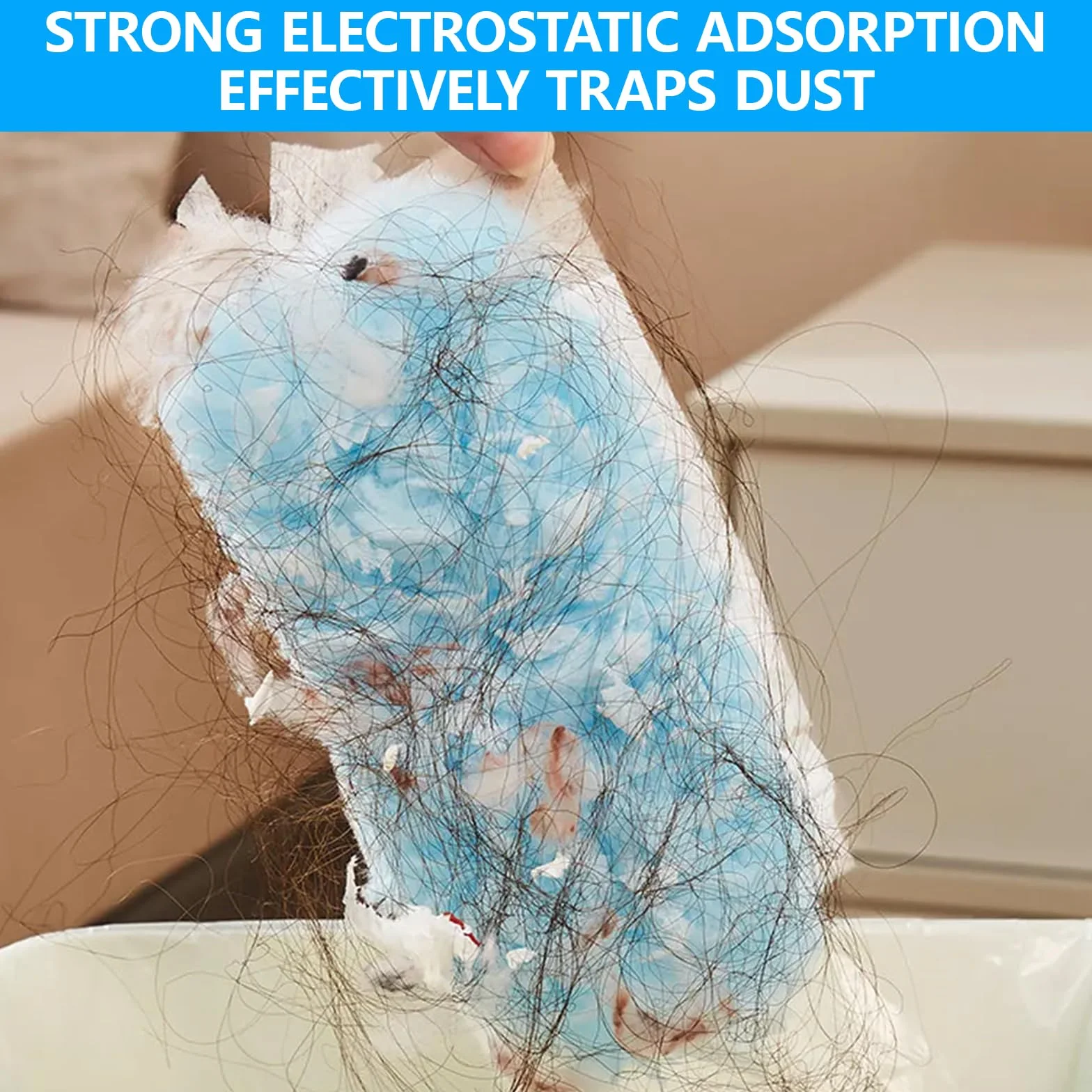 52 Pezzi Ricariche Duster, Compatibile con Swiffer & Altri Piumini, Panni in Microfibra, 50 Panni, 2 Manici, per Pulire Polvere, Peli di Animali e Sporco (Blu)