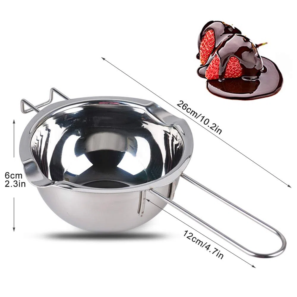 Cottura Pentolino Bagnomaria, 2 Pezzi 400ml Double Boiler Beccucci Pentola Bagnomaria Melting Pot al Cioccolato per Far Fondere Cioccolato Caramelle Burro Candele, Acciaio Inox 304