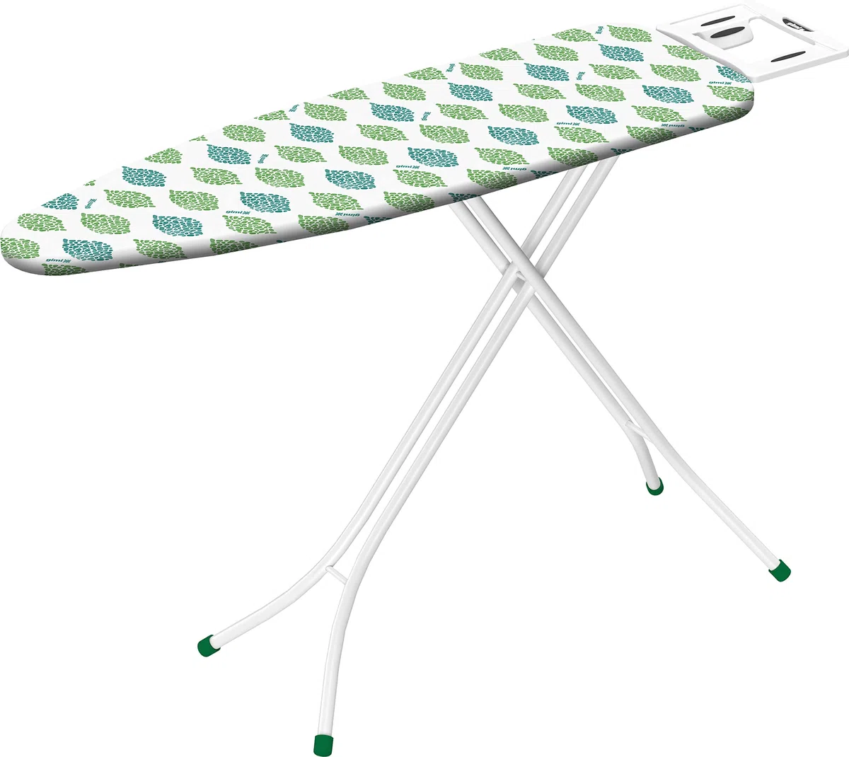 GIMI Green Line Roy Asse da Stiro con Portacaldaia, Regolabile in Altezza, Acciaio, Bianco, Piano Stiro 122 x 38 cm, 144 x 38 x 90 cm