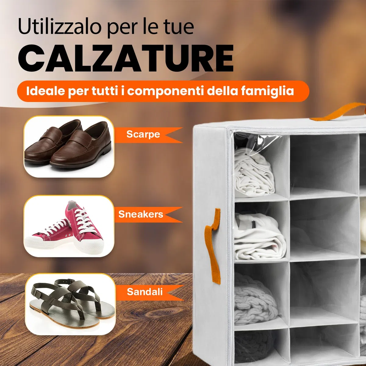 Generico Scarpiera Salvaspazio, Organizzatore Scarpe con Coperchio Trasparente, Porta Scarpe Pieghevole 50x40x30 cm in Tessuto e PVC