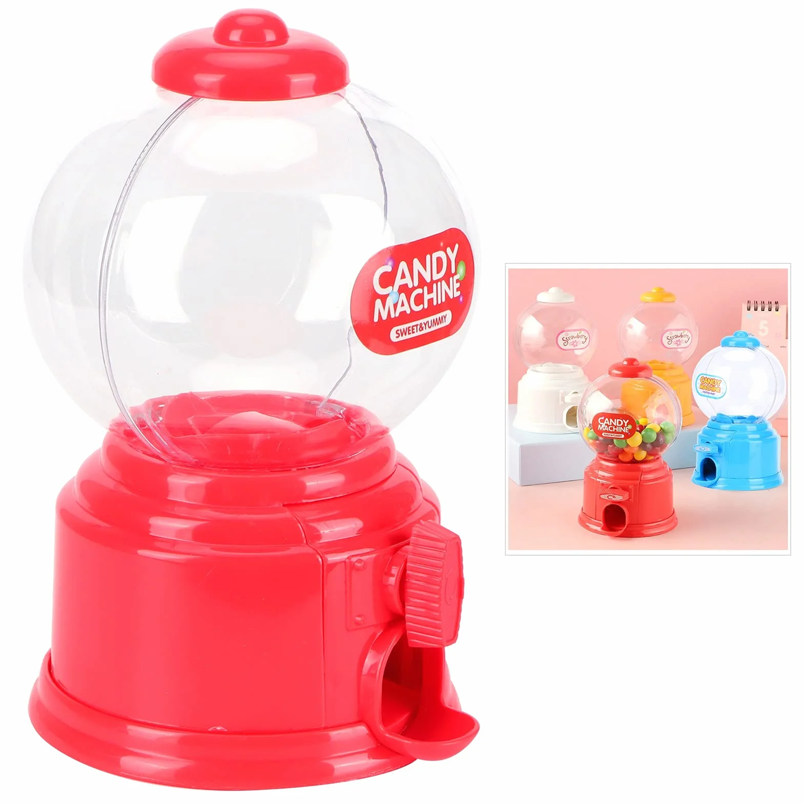 Distributore di Caramelle, Distributore di Caramelle a Gettoni Distributore di Gomme da Masticare Mini Macchina per Caramelle Diametro per Dolci, Cioccolatini Massimo Della Caramella: 1,5 cm(Rosso)