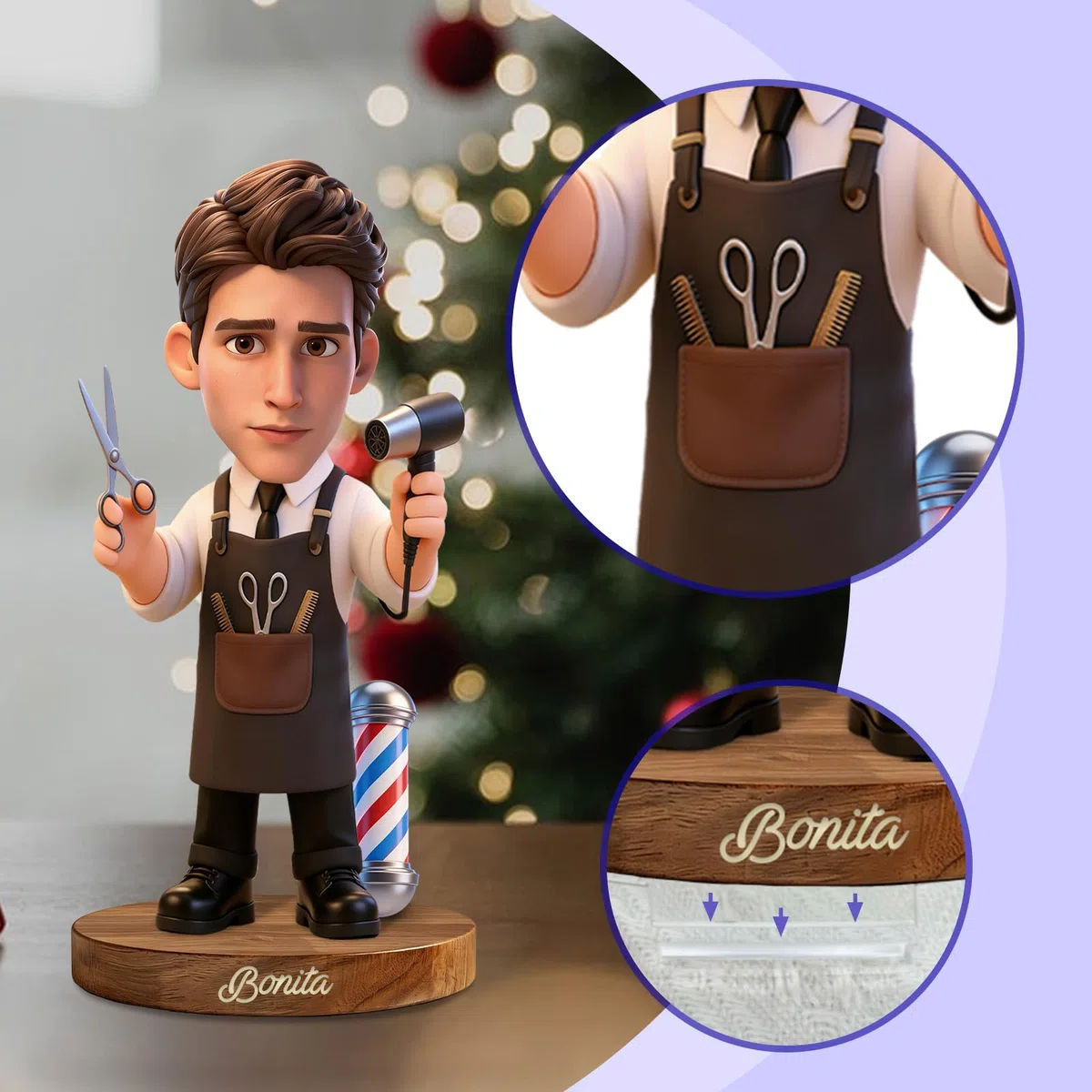 Figurine personalizzate con ritratti cartoon e soprammobili da scrivania,Statuette personalizzate in acrilico con foto per Barbiere,Regali decorativi per uomini, papà, fidanzati, mariti