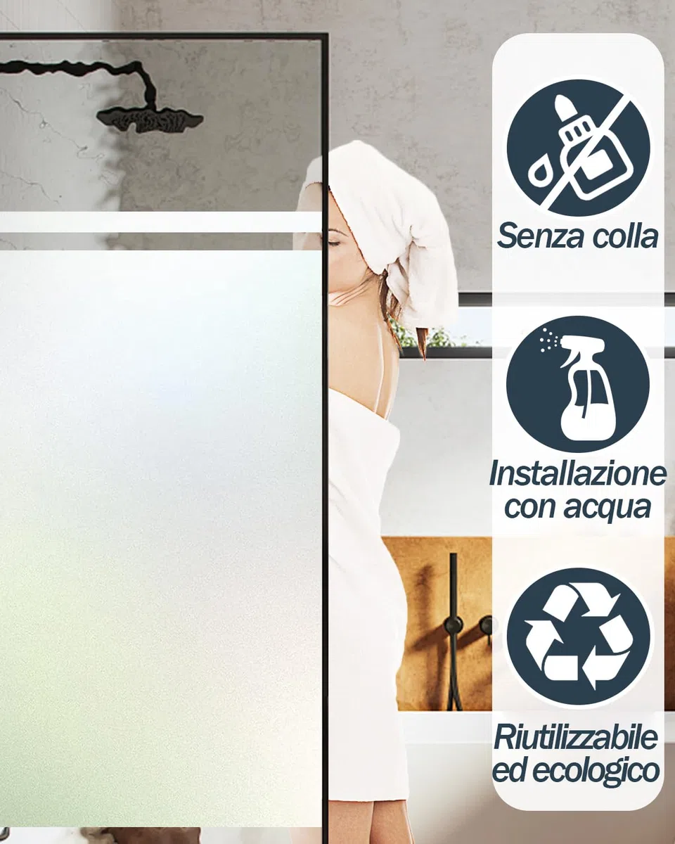 Lovepea Pellicola per Vetri Finestre Privacy - Con Strumenti di Installazione, Adesivo Statico, Controllo del Calore, Protezione UV, Ideale per Porte di Uffici Casa o Bagno (Bianco Opaco, 44.5x200cm)