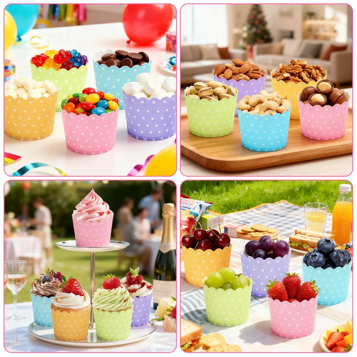 HavaCue 160 Pirottini per Muffin Carta Colorati, Pirottini per Confetti, Carta per Muffin da Forno, per Dessert, Feste, Party, Matrimoni, Natale, Compleanno, Halloween(Amarillo Morado Verde Rosa Azul)