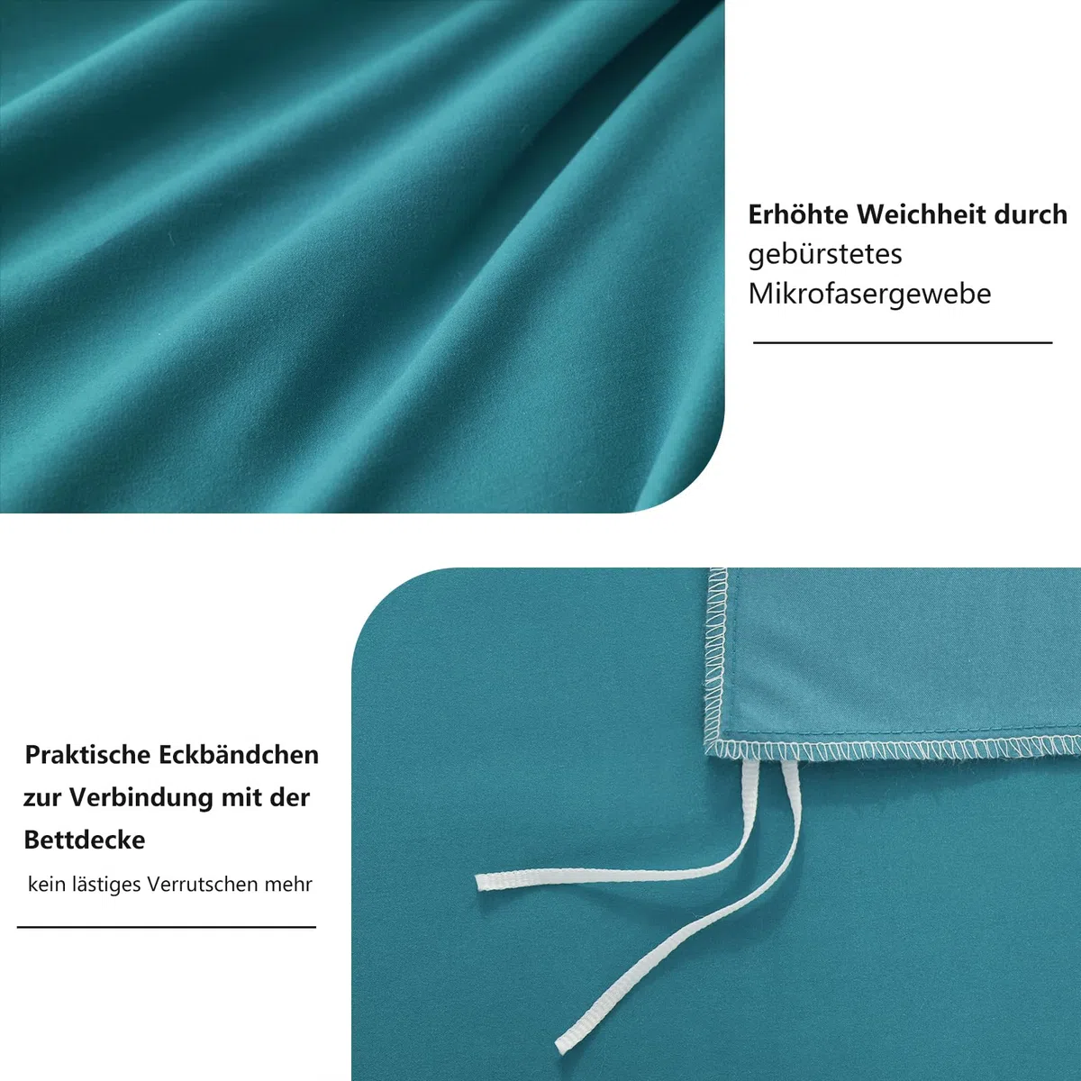 RUIKASI Biancheria da letto 220 x 240 cm, colore verde blu-verde, 100% microfibra, set di biancheria da letto – 1 copripiumino 220 x 240 cm + 2 federe 80 x 80 – 10 anni di garanzia