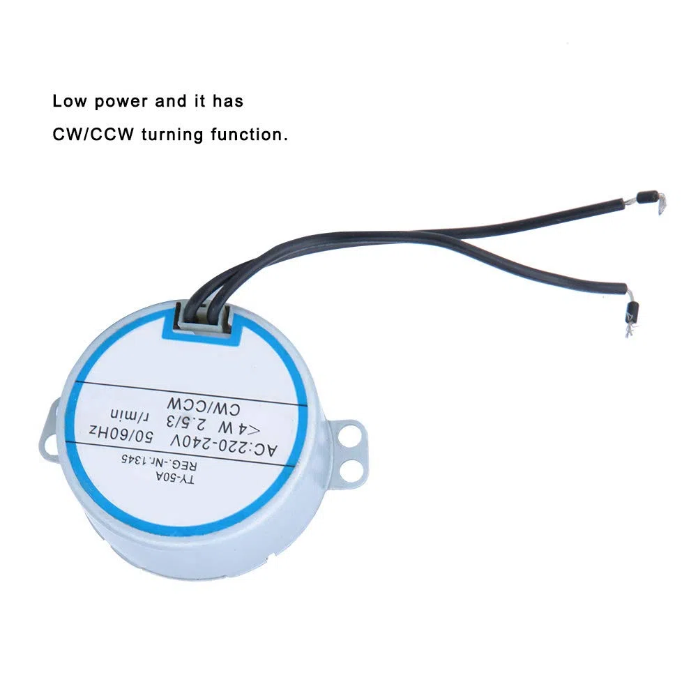 Motore Sincrono AC 220-240V 50/60Hz 4W con Direzione CW/CCW, Scatola Ingranaggi per Piattaforma Girevole e Automazione, Motore Elettrico per Ventilatore a Testa Mobile