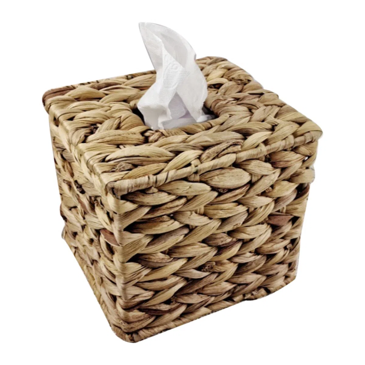 Scatola per fazzoletti, 15 x 15 x 15 cm, quadrata in rattan, porta fazzoletti intrecciati, porta fazzoletti decorativi, per soggiorno, ufficio, ristorante