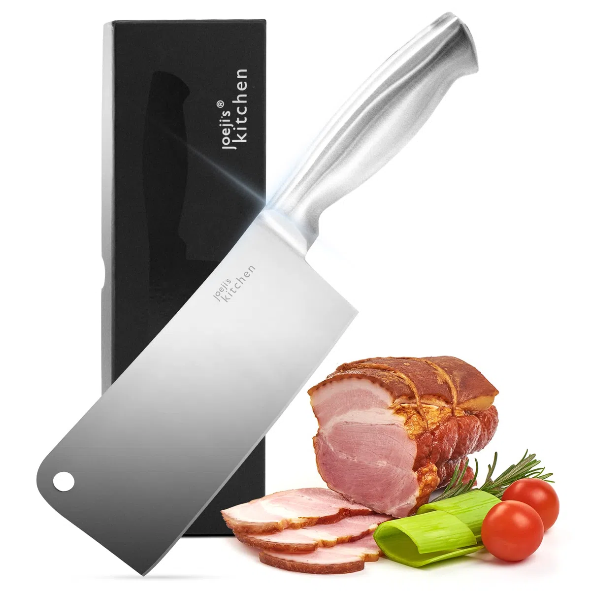 Joeji's Coltello per Carne in inox 17 cm - Mannaia da Cucina tritatutto con manico ergonomico - Coltello verdure e carne professionale - Coltello da Cuoco e Macellaio