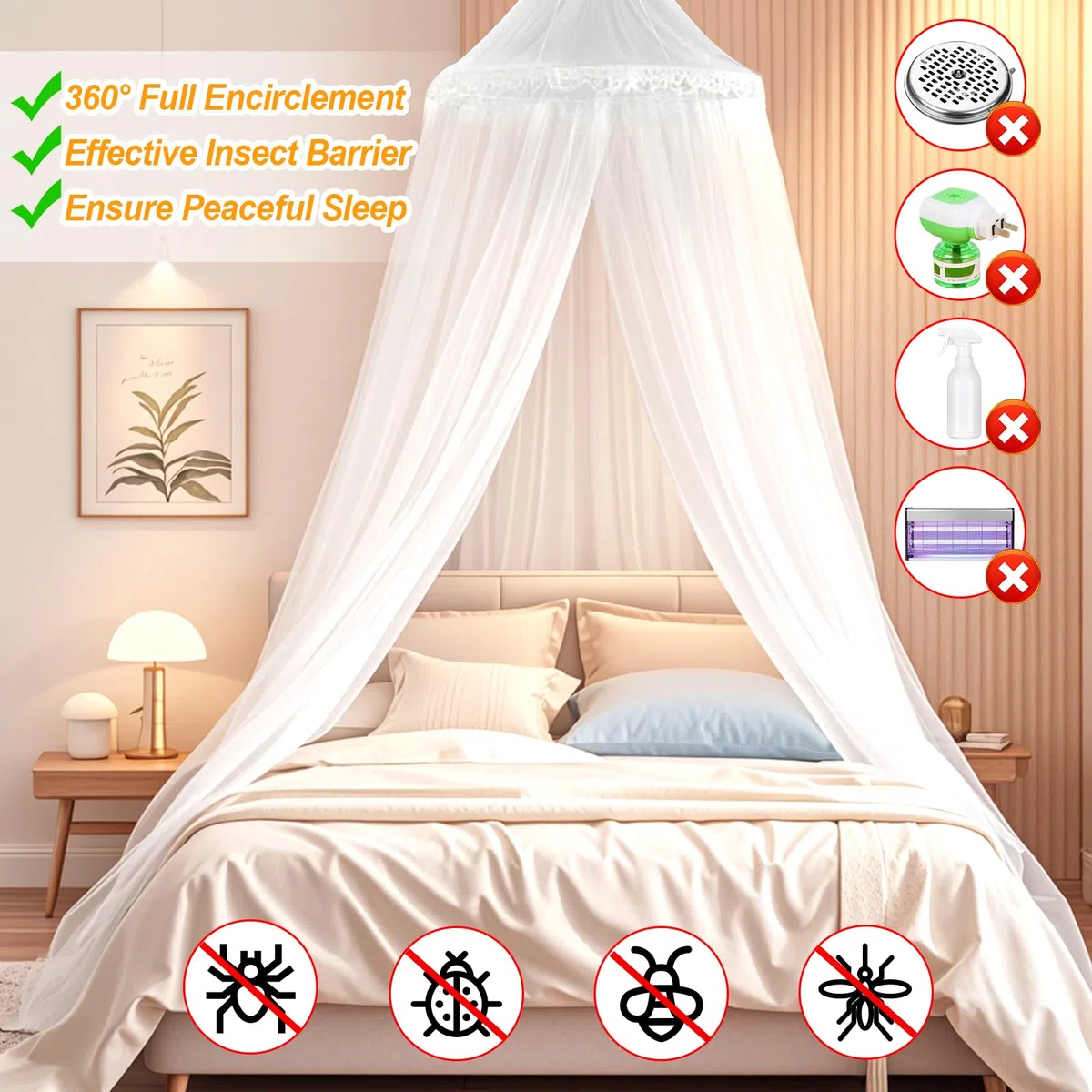 Grande Zanzariera Letto,Zanzariera Letto Singolo Matrimoniale,Alta Qualità Baldacchino,0.6x2.5x10.5M Baldacchino per Repellente Antizannzare,Campeggio e Famiglia Usati