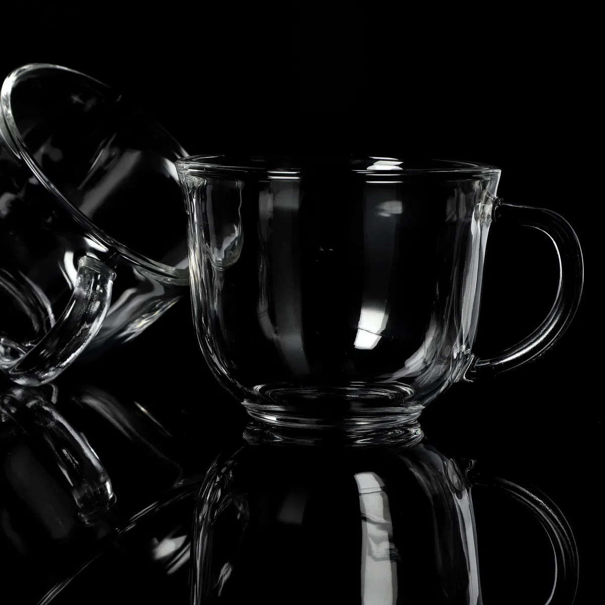 KADAX Bicchieri da tè con manico, set di tazze in vetro da 480ml, bicchieri da caffè lavabili in lavastoviglie, per bevande calde e fredde, tazze da caffè, bicchieri per succhi, tazze in vetro (480ml