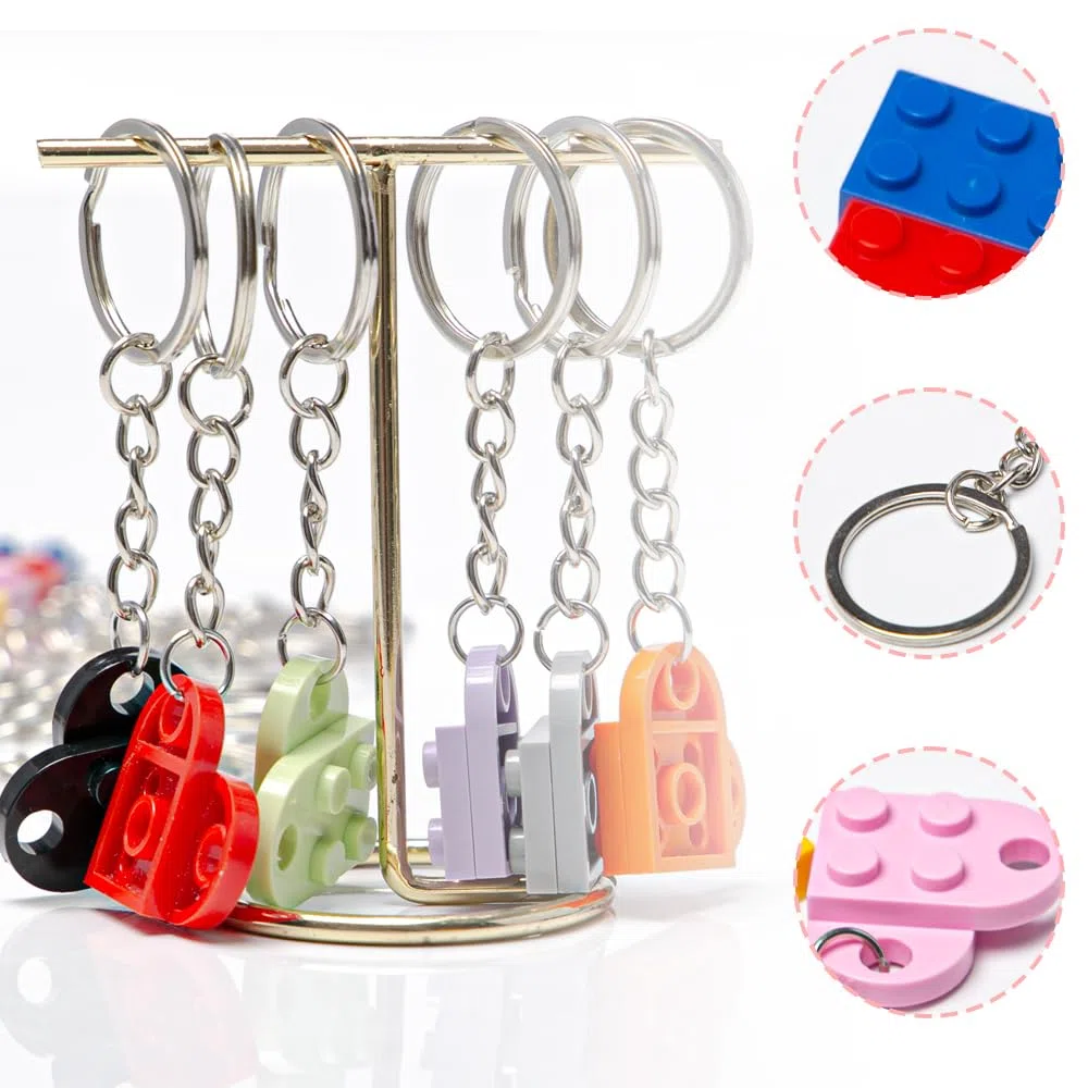 Portachiavi Mattoncini Leg 20 Pezzi Brick Keychain Heart Keyring Brick Cuore Portachiavi Blocchi Costruzione per Feste Compleanno per Bambini Premi per Bambini Articoli per Feste