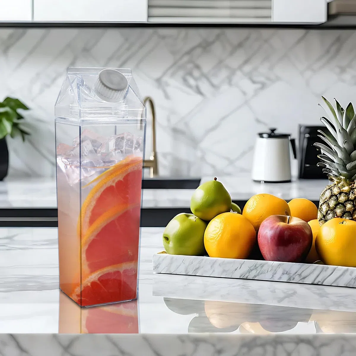 Iceten 2 bottiglie quadrate in plastica trasparente da 500 ml, contenitori per latte vuoti, riutilizzabili, per conservare bevande fatte in casa, latte, acqua