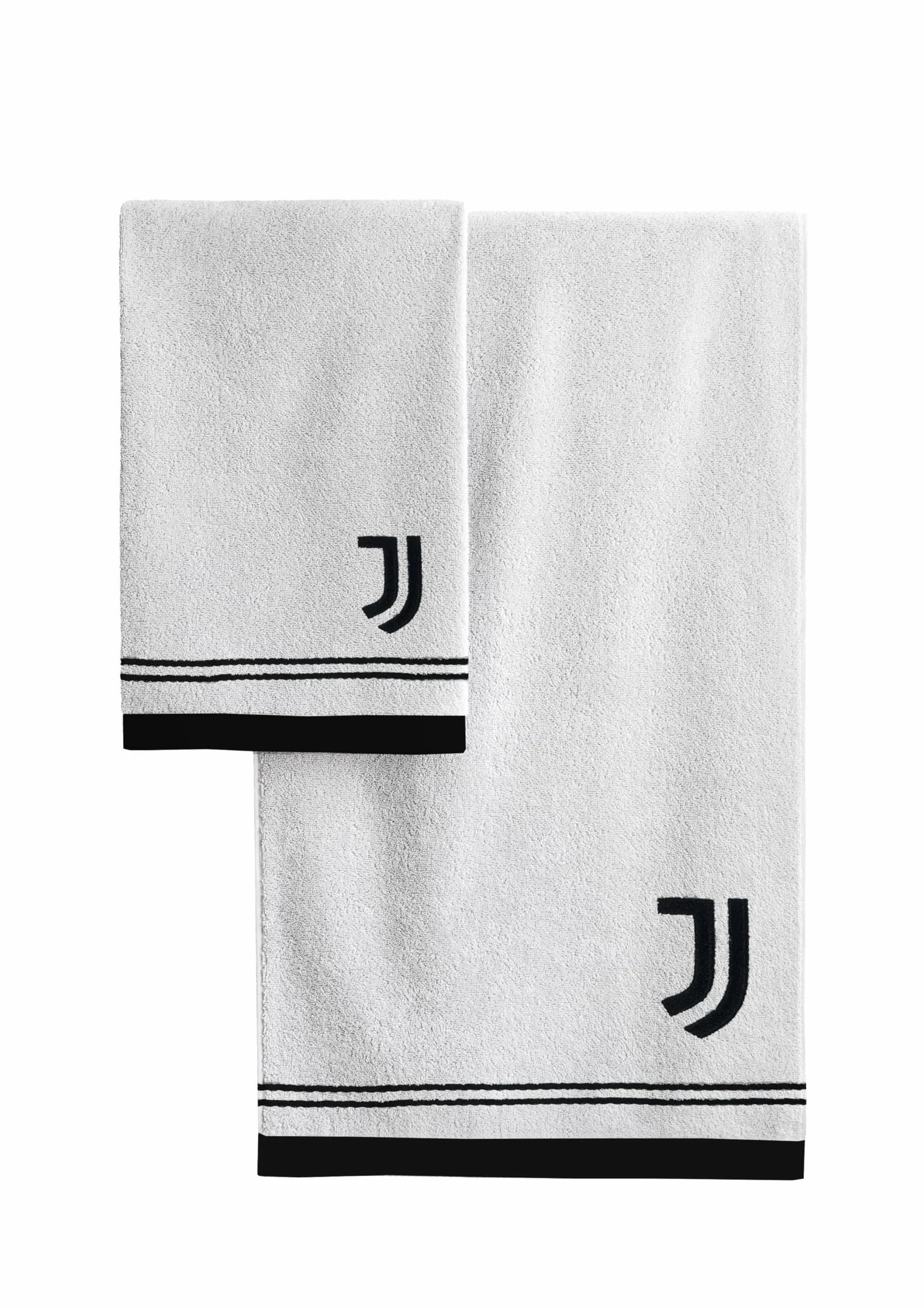 hermet Juventus Asciugamani Bagno, Set 2 Asciugamani Bagno, Asciugamano Viso, Asciugamano Bidet, Prodotto Ufficiale, 100% cotone, Set 2 pezzi, Bianco Nero