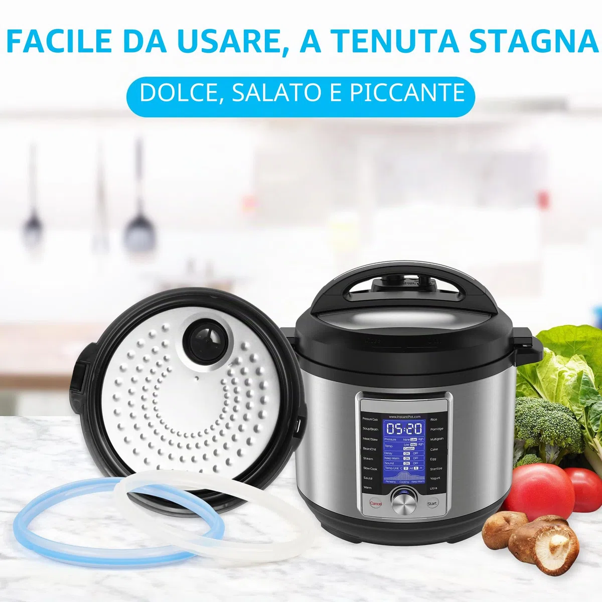 Mocoosy 3PCS Anello di tenuta in silicone per vaso istantaneo 6 qt, guarnizione di ricambio per guarnizioni Insta Pot 6 quarti Anello di tenuta Instapot Grado alimentare per IP-DUO60,IP-LUX60,IP-DUO50