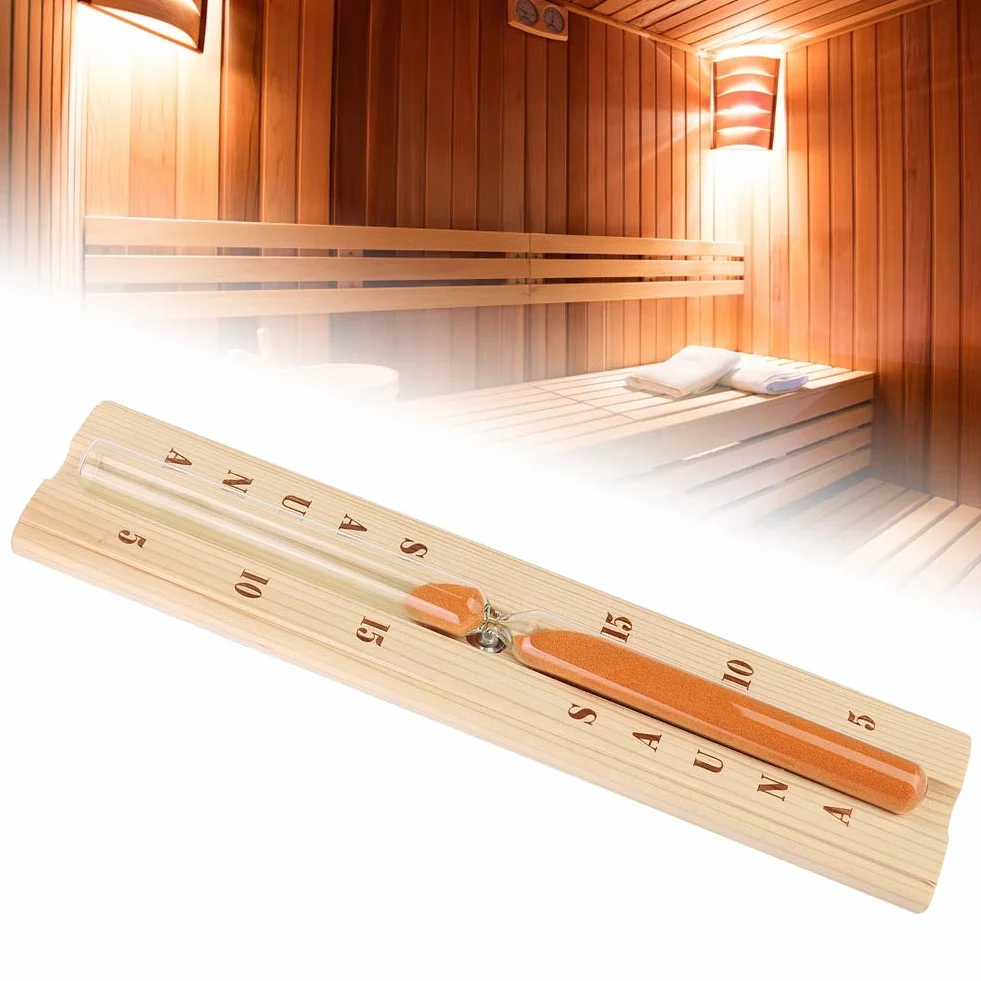 Qcwwy Orologio a Clessidra per Bagno Turco con Clessidra per Sauna, Timer per Sabbia in Legno Resistente per Orologio a Clessidra per Sauna in Pino da Bagno Calore Accurato
