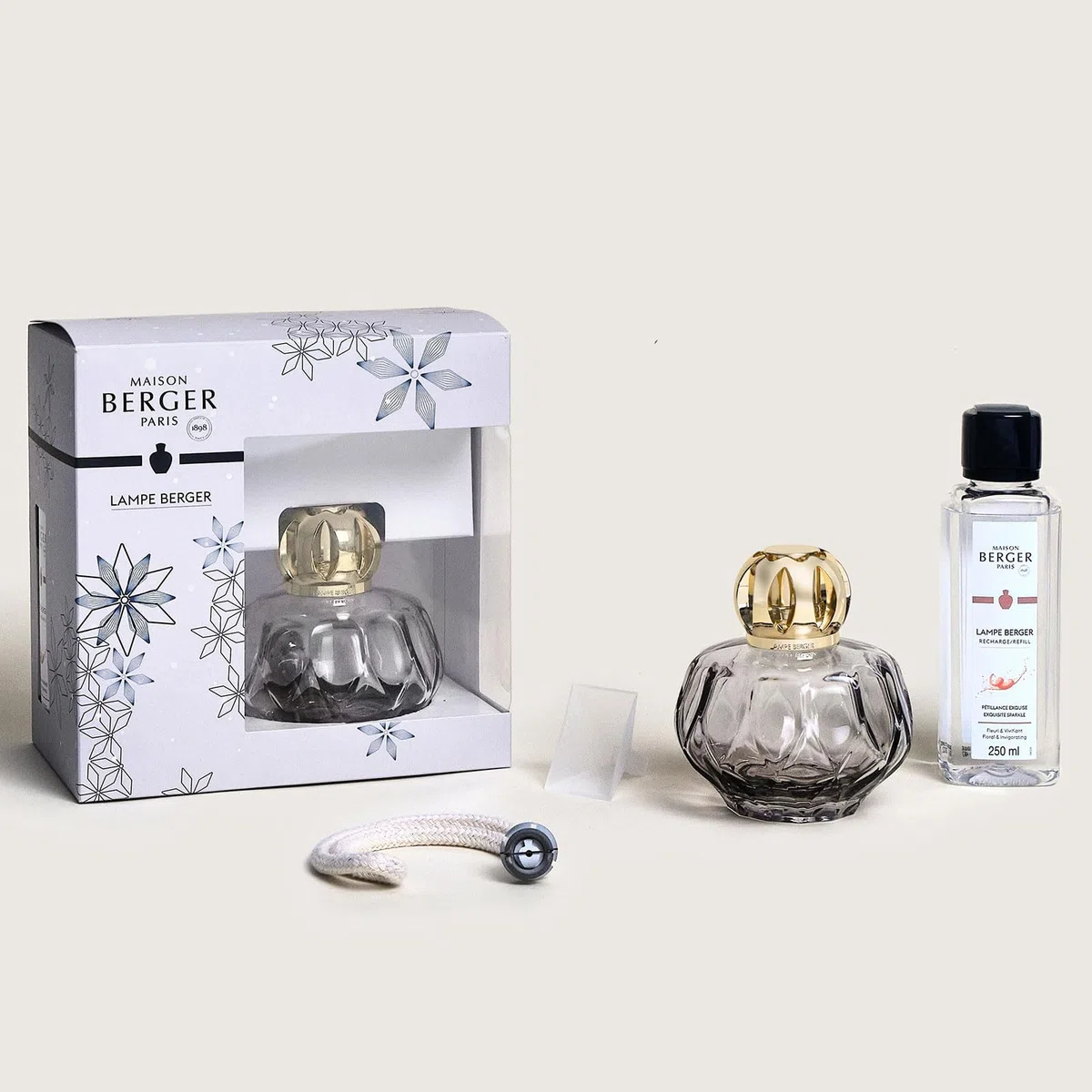 Maison Berger, gifteset Rosalie lampada catalitica marrone + ricarica profumo Petillance exquise 250ml